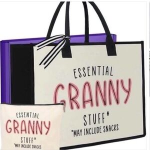 Grandma Gifts Granny Tote Bag and Makeup Bag 2 Pcs Gifts for Grandma